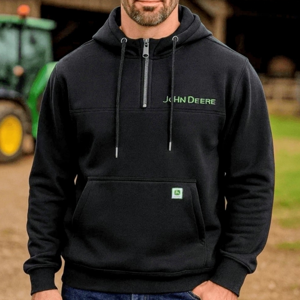 John Deere Men's Hoodie 1/4 Sweatshirt New Size Medium